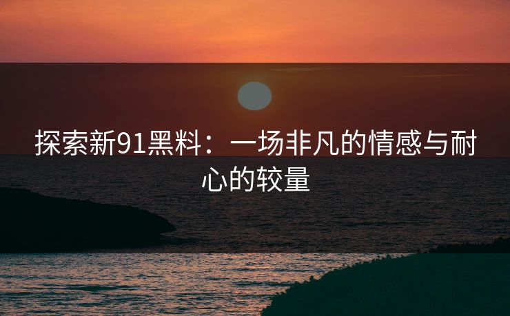 探索新91黑料：一场非凡的情感与耐心的较量