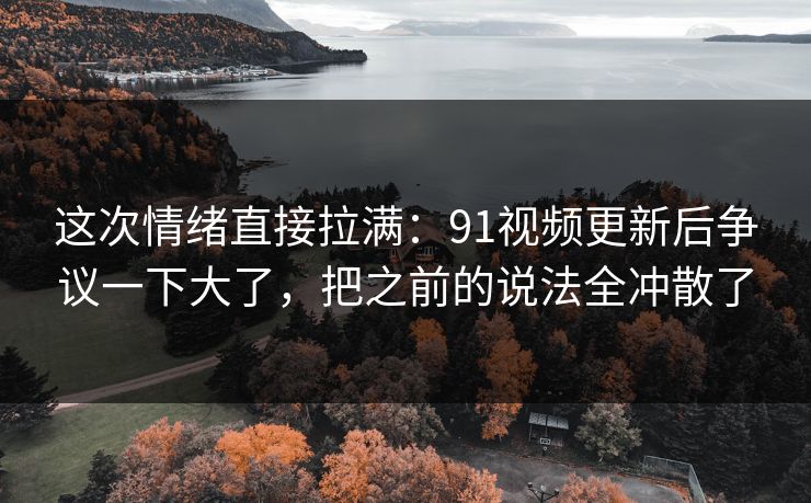 这次情绪直接拉满：91视频更新后争议一下大了，把之前的说法全冲散了