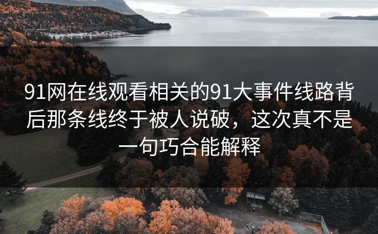 91网在线观看相关的91大事件线路背后那条线终于被人说破，这次真不是一句巧合能解释