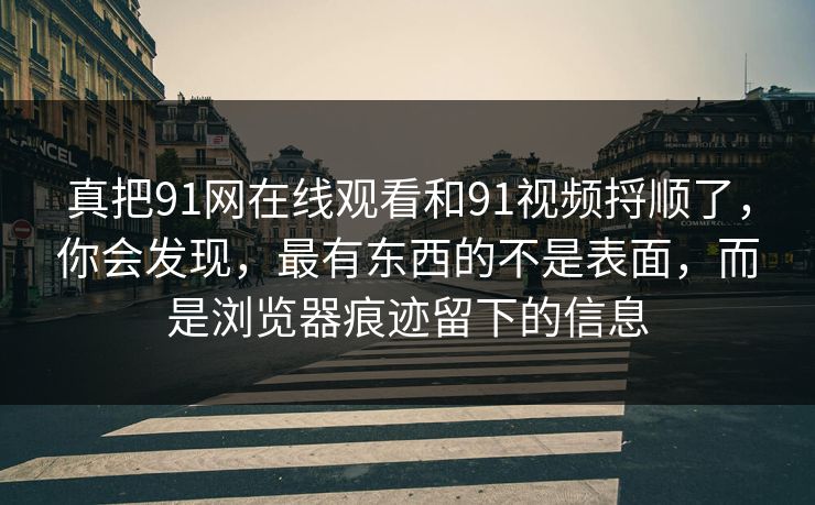 真把91网在线观看和91视频捋顺了，你会发现，最有东西的不是表面，而是浏览器痕迹留下的信息