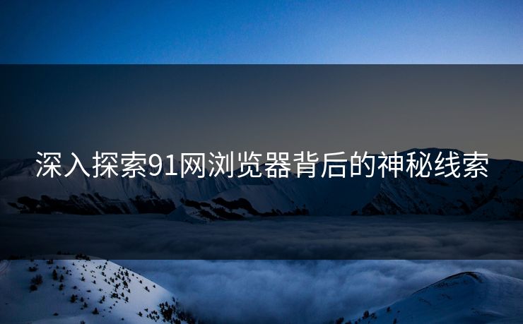 深入探索91网浏览器背后的神秘线索