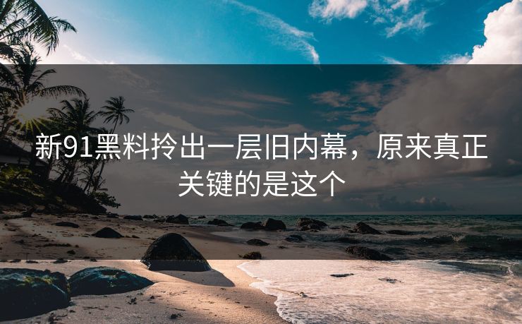 新91黑料拎出一层旧内幕，原来真正关键的是这个