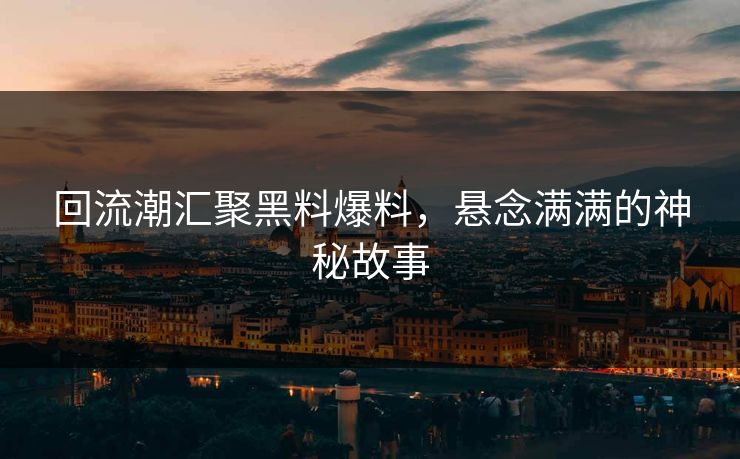 回流潮汇聚黑料爆料，悬念满满的神秘故事