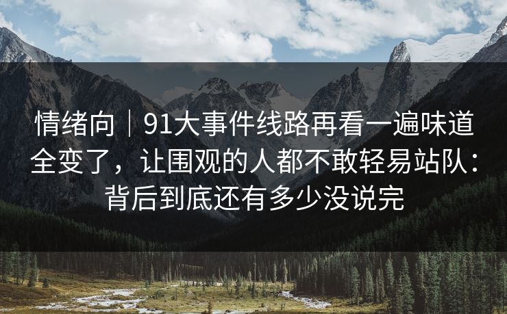 情绪向｜91大事件线路再看一遍味道全变了，让围观的人都不敢轻易站队：背后到底还有多少没说完