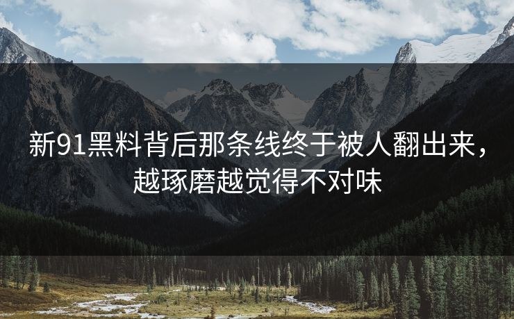 新91黑料背后那条线终于被人翻出来，越琢磨越觉得不对味