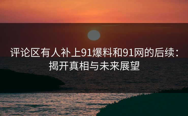 评论区有人补上91爆料和91网的后续：揭开真相与未来展望