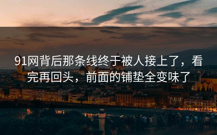 91网背后那条线终于被人接上了，看完再回头，前面的铺垫全变味了