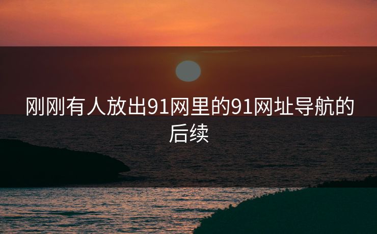 刚刚有人放出91网里的91网址导航的后续