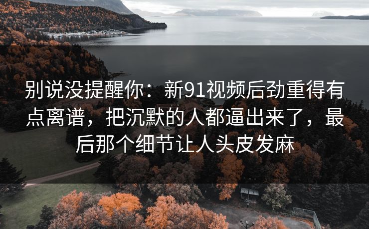 别说没提醒你：新91视频后劲重得有点离谱，把沉默的人都逼出来了，最后那个细节让人头皮发麻