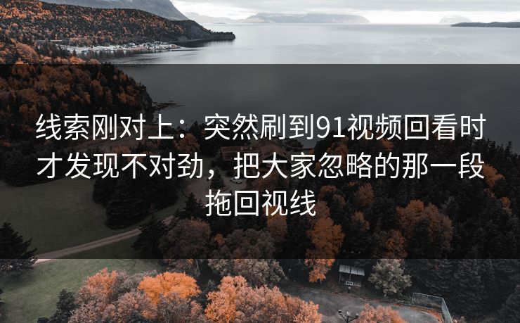 线索刚对上：突然刷到91视频回看时才发现不对劲，把大家忽略的那一段拖回视线