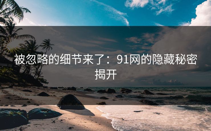 被忽略的细节来了：91网的隐藏秘密揭开