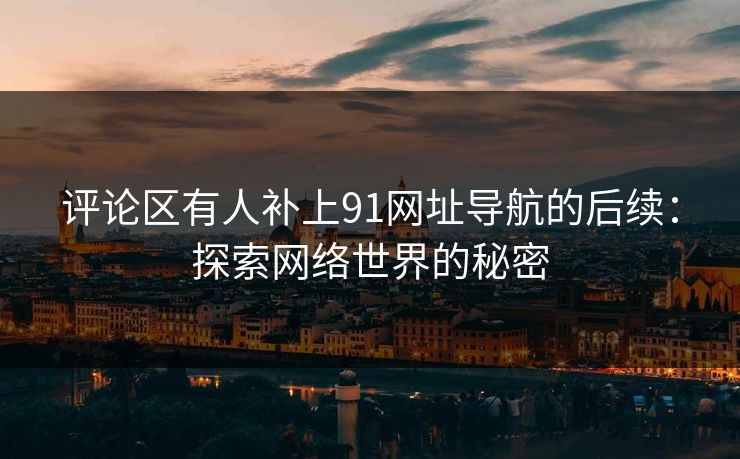 评论区有人补上91网址导航的后续：探索网络世界的秘密