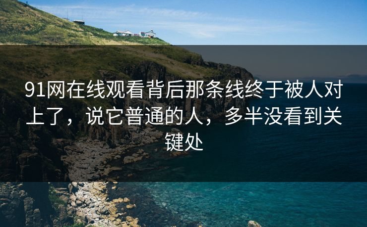 91网在线观看背后那条线终于被人对上了，说它普通的人，多半没看到关键处